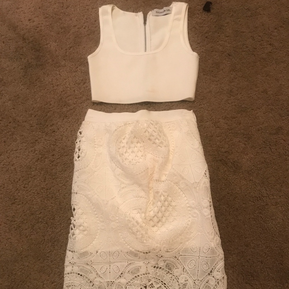 Two piece crop top and skirt